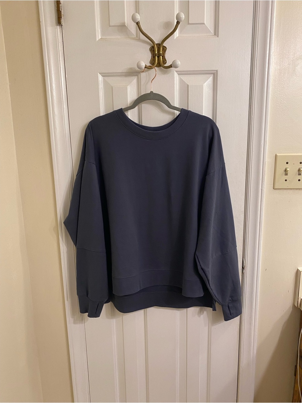 ALL IN MOTION SLATE BLUE OVERSIZED TERRYCLOTH SWEATSHIRT THUMBHOLES BOXY SIZE XL - Picture 15 of 16